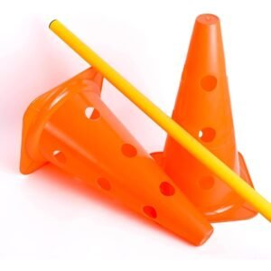 18" Cone Hurdle (Pack of 6 Cone 3 Pole 2.5ft) Sports Marker Cones for Agility Training
